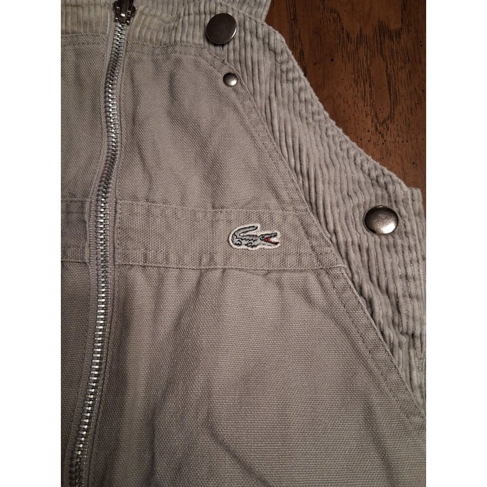 Vintage Izod Lacoste Coveralls Baby Toddler Sz 24M Denim/Corduroy Gray Zip - Picture 4 of 10